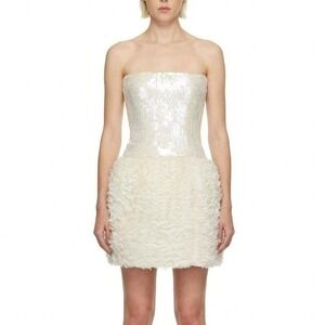 BROSE Holt Renfrew Designer Drop Waist Sequin Ruffle‎ Mini Dress NWT/FLAWS S